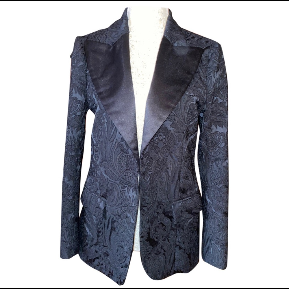 Faith Connexion black fr40 brocade/lace style tux blazer